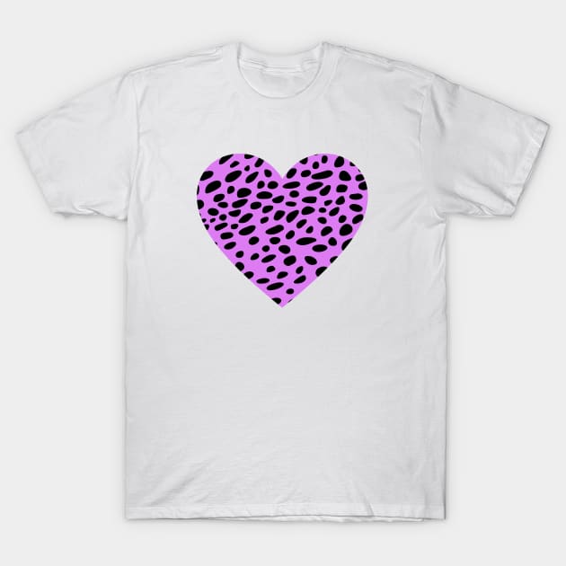 Cheetah Leopard Print Purple Heart T-Shirt by RageRabbit